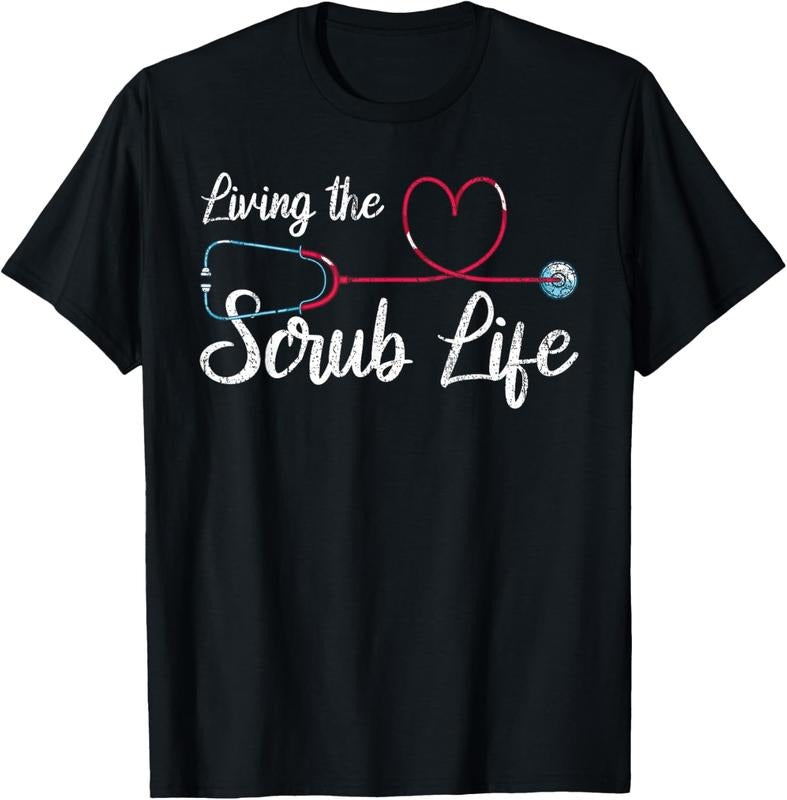 100% Cotton Medical Nursing Scrub Life Nursery Stethoscope Heart Nurse T-Shirt Hoodie, Sweatshirt | HypeCrazeTee.com