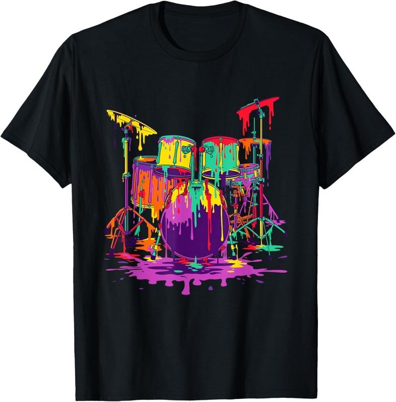 100% Cotton Melting Pop Art Drum Set Funny Drummer Musician Music Outfit T-Shirt Hoodie, Sweatshirt | HypeCrazeTee.com