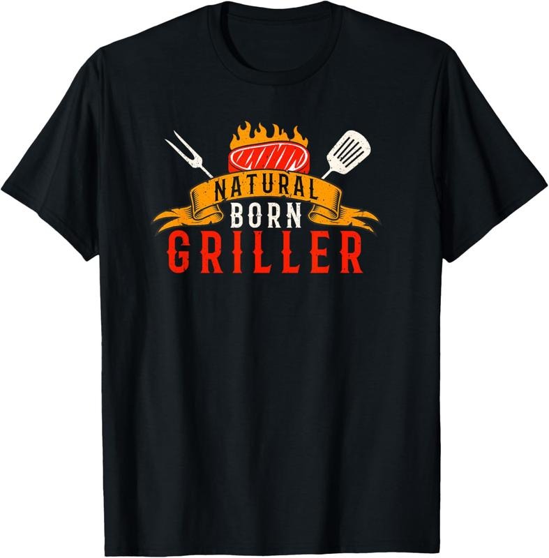 100% Cotton Mens Funny BBQ Natural Born Griller Retro Meat Smoking T-Shirt Hoodie, Sweatshirt | HypeCrazeTee.com