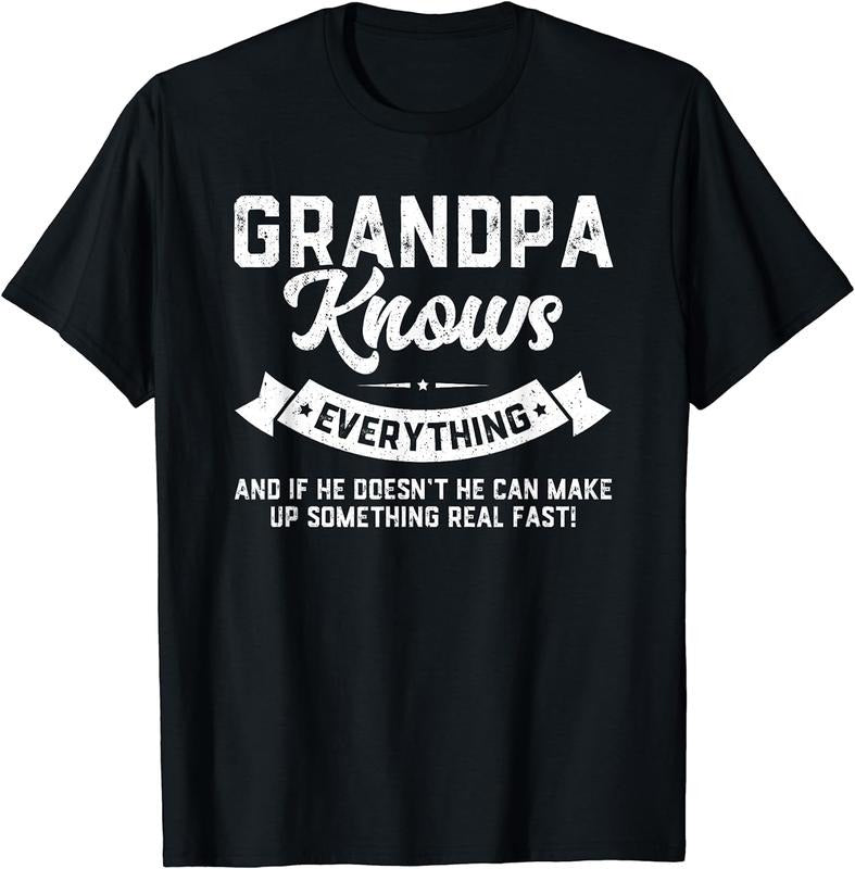 [100% Cotton]Mens Grandpa Knows Everything Shirt 60th Gift Funny Father's Day T-Shirt Hoodie, Sweatshirt | HypeCrazeTee.com