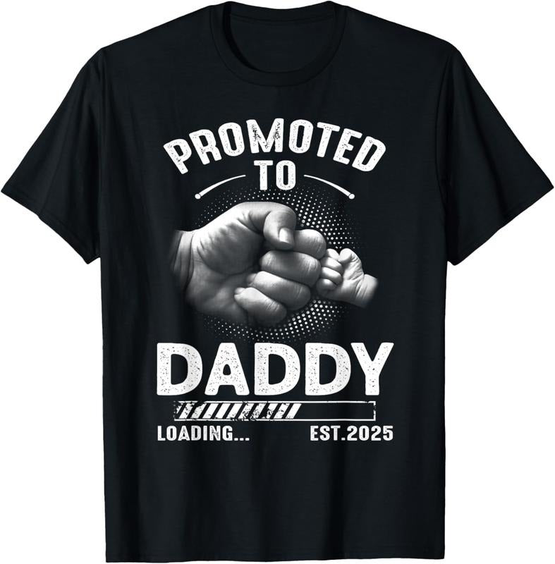 100% Cotton Mens Promoted to Daddy Loading 2025 Funny for new Dad T-Shirt Hoodie, Sweatshirt | HypeCrazeTee.com