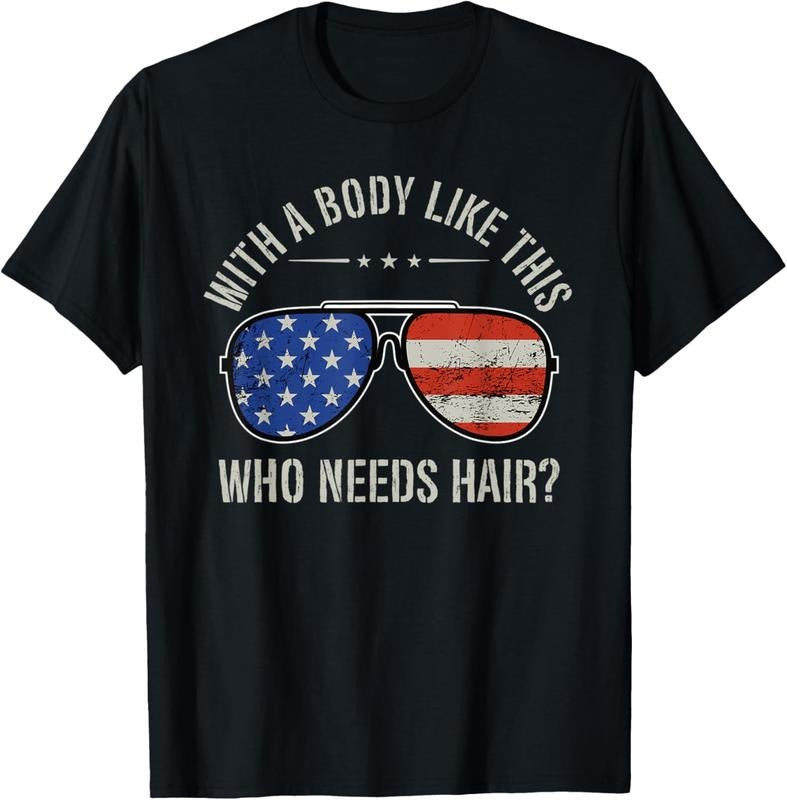 100% Cotton Mens With A Body Like This Who Needs Hair Bald Shaved T-Shirt Hoodie, Sweatshirt | HypeCrazeTee.com