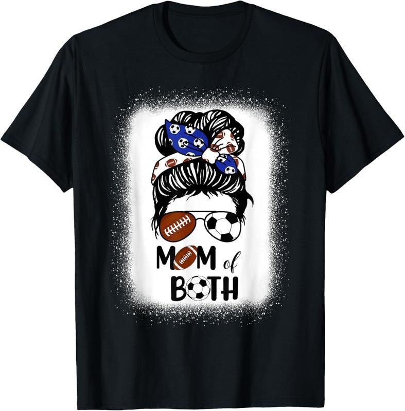 100% Cotton Messy Bun Soccer Mom Football Mom Of Both Mothers Day T-Shirt Hoodie, Sweatshirt | HypeCrazeTee.com