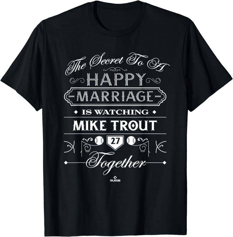 [100% Cotton]Mike Trout Happy Marriage T-Shirt Hoodie, Sweatshirt | HypeCrazeTee.com
