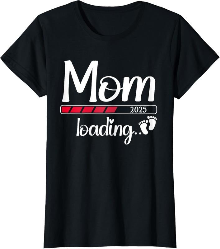 100% Cotton Mom 2025 Loading Pregnant 2025 Mom Est. 2025 T-Shirt Hoodie, Sweatshirt | HypeCrazeTee.com