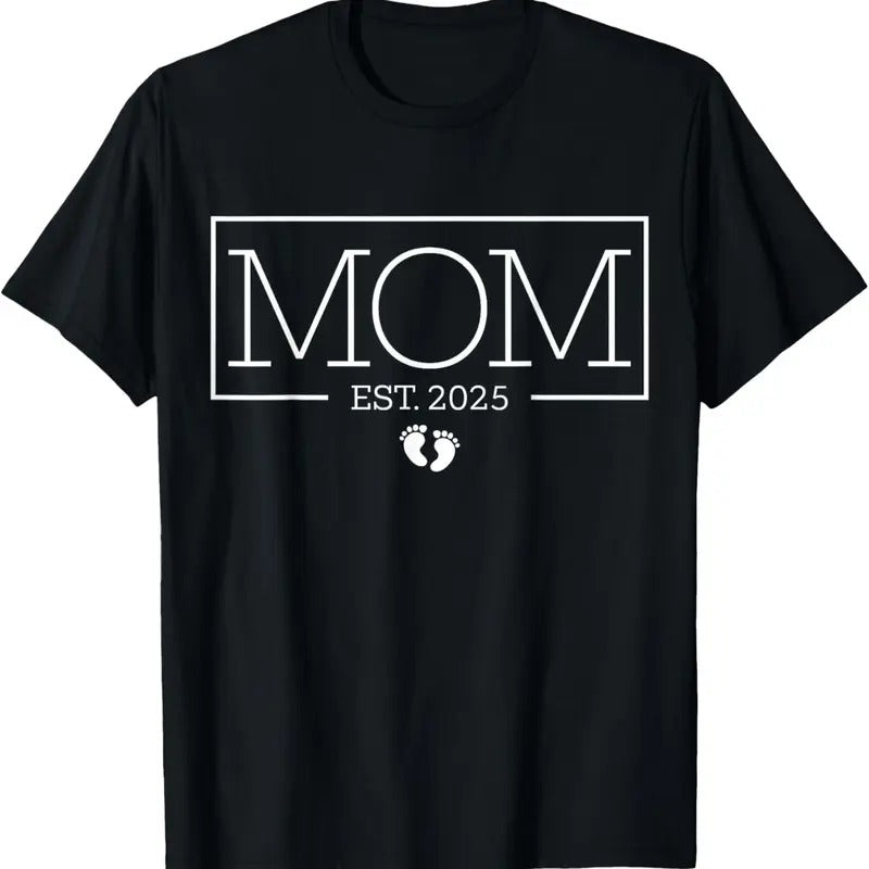 100% Cotton Mom Est 2025 New Mom, Promoted To Mom First-Time Mom 2025 T-Shirt Hoodie, Sweatshirt | HypeCrazeTee.com