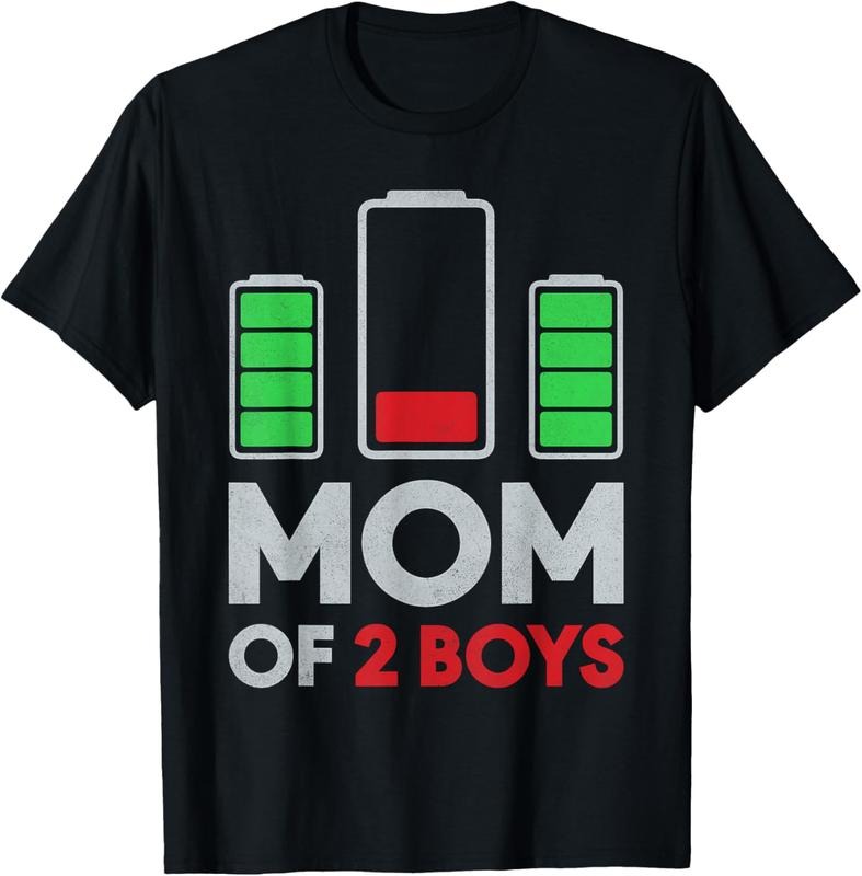 100% Cotton Mom of 2 Boys Lower Battery Son Mothers Day Birthday Women T-Shirt Hoodie, Sweatshirt | HypeCrazeTee.com
