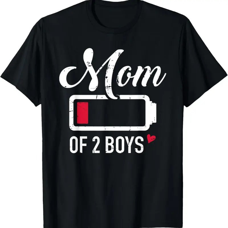 100% Cotton Mom of 2 boys low battery T-Shirt Hoodie, Sweatshirt | HypeCrazeTee.com
