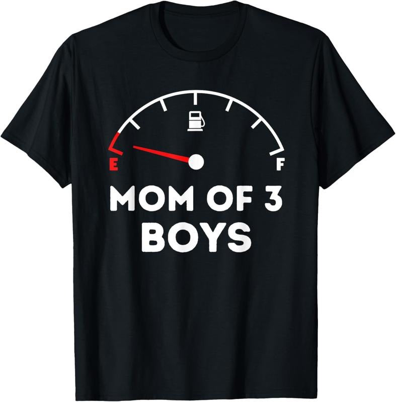 100% Cotton Mom of 3 Boys - Running on Empty - Funny Mothers Day T-Shirt Hoodie, Sweatshirt | HypeCrazeTee.com