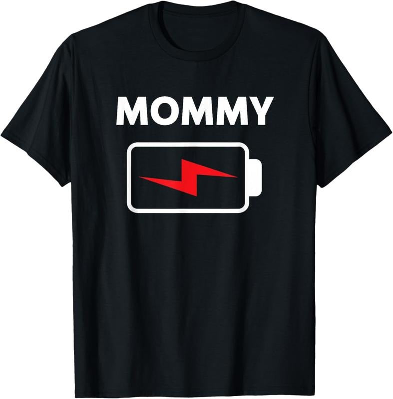 100% Cotton Mommy Shirt Women Battery Low Funny Family Matching T-Shirt Hoodie, Sweatshirt | HypeCrazeTee.com