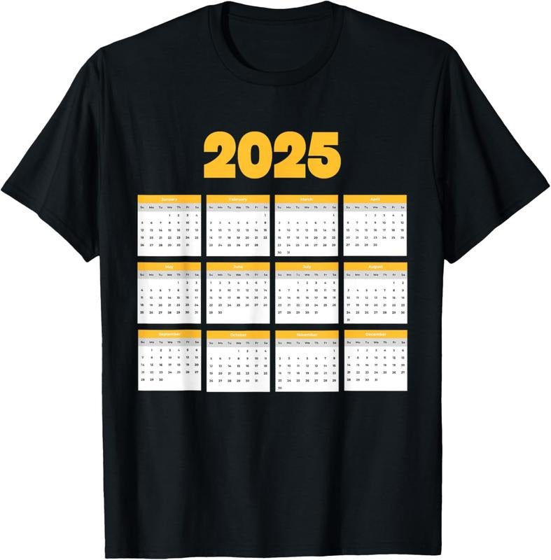 100% Cotton Monthly Calendar 2025 Happy New Year Men Women  Funny T-Shirt Hoodie, Sweatshirt | HypeCrazeTee.com