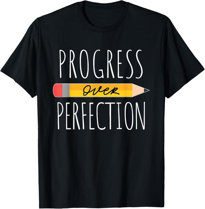 100% Cotton Motivational Progress Over Perfection back to School Teacher T-Shirt Hoodie, Sweatshirt | HypeCrazeTee.com