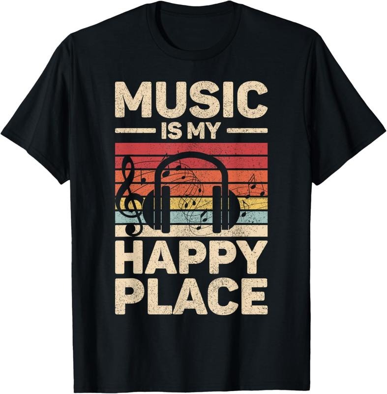 100% Cotton Music Is My Happy Place Musician Outfit EDM Music Lovers DJ T-Shirt Hoodie, Sweatshirt | HypeCrazeTee.com