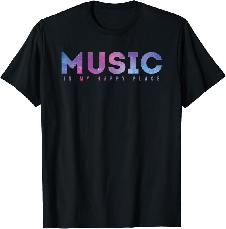 100% Cotton Music Is My Happy Place T-Shirt Hoodie, Sweatshirt | HypeCrazeTee.com