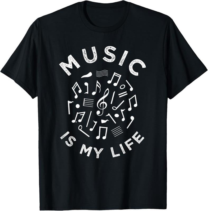 100% Cotton Music Is My Life T-Shirt, Musical Note Tee For Melody Lover Hoodie, Sweatshirt | HypeCrazeTee.com