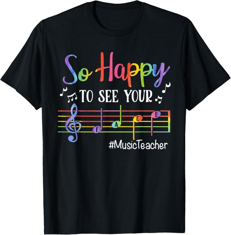 100% Cotton Music Teacher So Happy To See Your Face Back To School Funny T-Shirt Hoodie, Sweatshirt | HypeCrazeTee.com