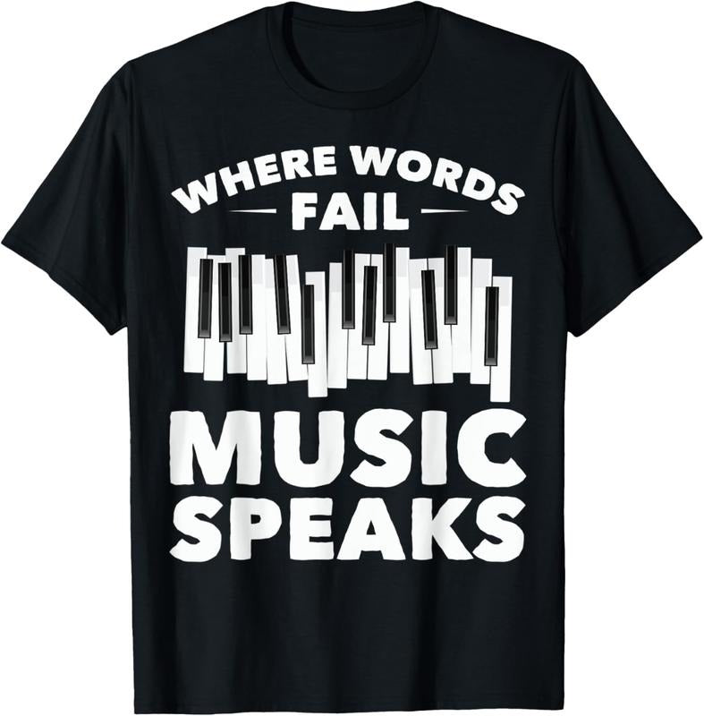 100% Cotton Music Themed Music Lovers Where Words Fail Music Speaks T-Shirt Hoodie, Sweatshirt | HypeCrazeTee.com