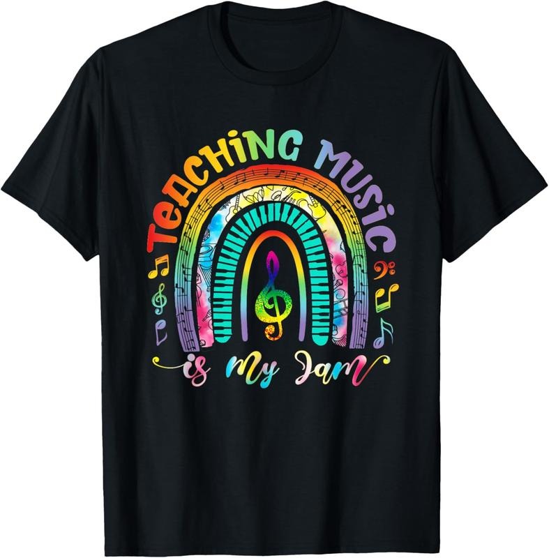 100% Cotton Musical Teacher Teaching Music Is My Jam Rainbow Tie Dye T-Shirt Hoodie, Sweatshirt | HypeCrazeTee.com