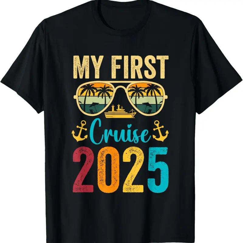 100% Cotton My First 2025 Cruise Trip  Vacation Matching Family Ship T-Shirt Hoodie, Sweatshirt | HypeCrazeTee.com