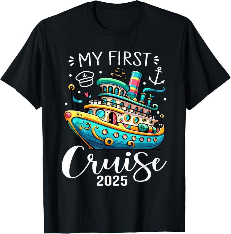 100% Cotton My First Cruise 2025 Cute Family Vacation Cruising T-Shirt Hoodie, Sweatshirt | HypeCrazeTee.com