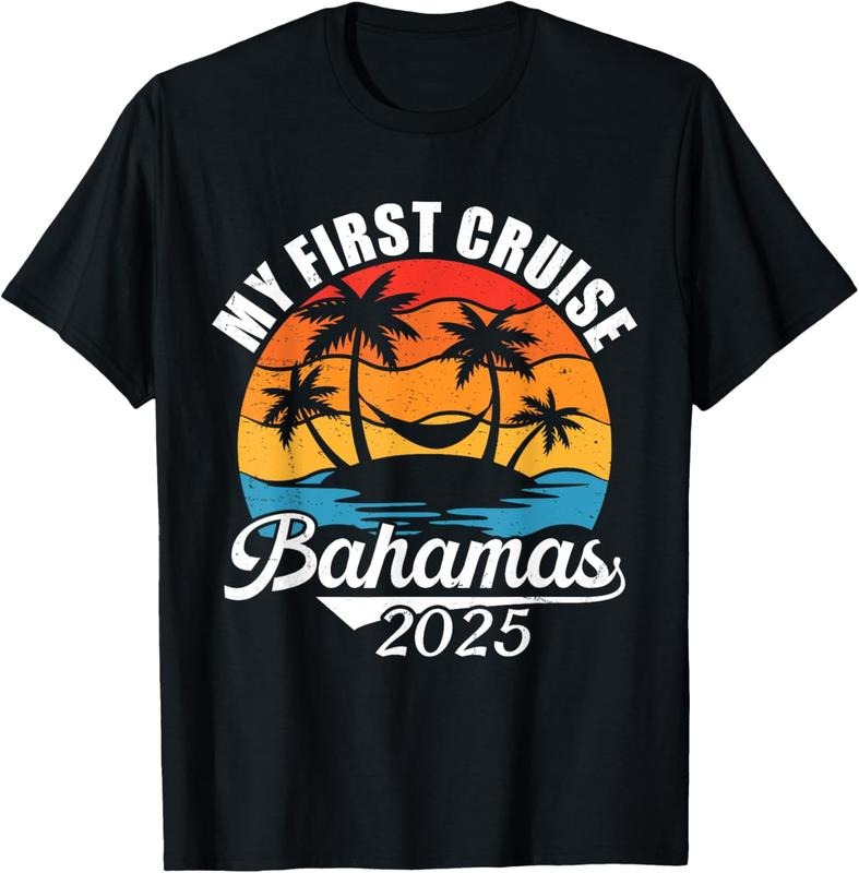 100% Cotton My First Cruise Bahamas 2025. Funny Family Vacation Cruise T-Shirt Hoodie, Sweatshirt | HypeCrazeTee.com