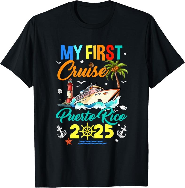 100% Cotton My First Cruise Puerto Rico 2025 Family Matching Vacation T-Shirt Hoodie, Sweatshirt | HypeCrazeTee.com