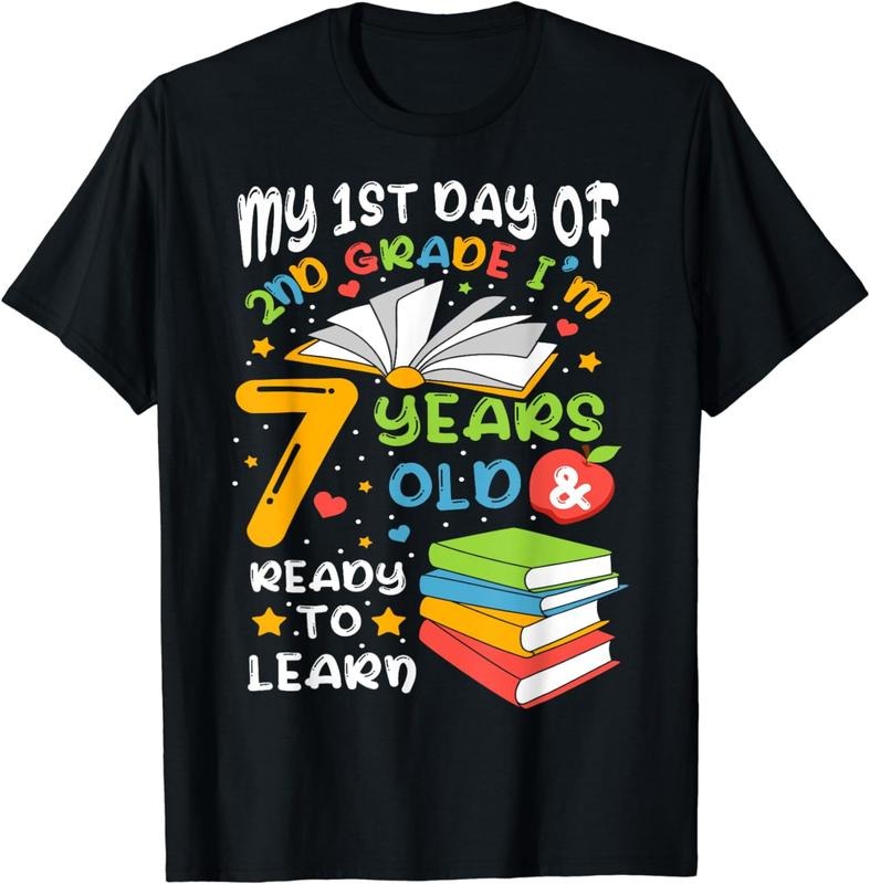 [100% Cotton]My First Day Of 2nd Grade 7 Years old Back to School T-Shirt Hoodie, Sweatshirt | HypeCrazeTee.com
