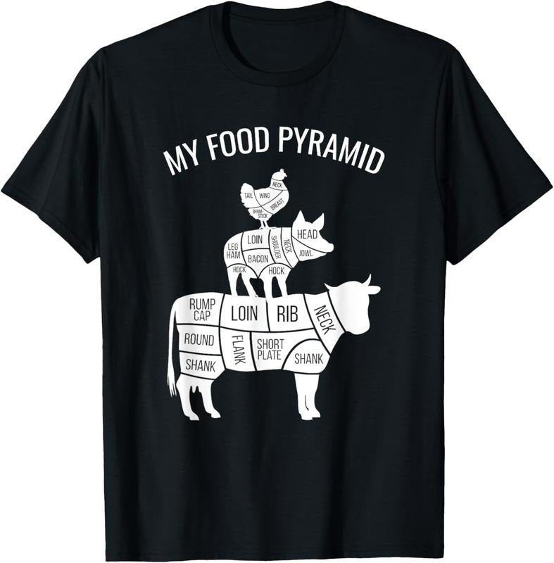 100% Cotton My Food Pyramid Funny Carnivore Cow Pig Chicken T-Shirt Hoodie, Sweatshirt | HypeCrazeTee.com