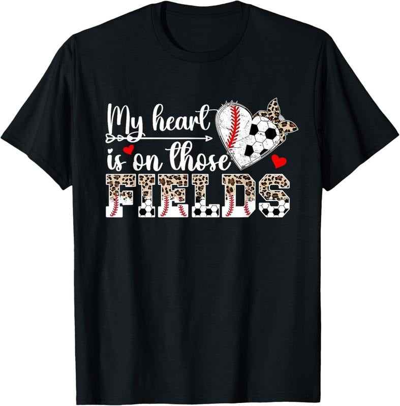 100% Cotton My Heart Is On Those Fields Baseball Soccer Mom T-Shirt Hoodie, Sweatshirt | HypeCrazeTee.com