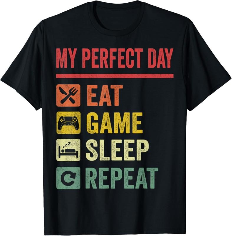 100% Cotton My Perfect Day Video Games T-Shirt Funny Cool Gamer Tee Gift T-Shirt Hoodie, Sweatshirt | HypeCrazeTee.com