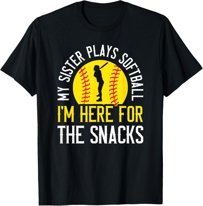 100% Cotton My Sister Plays Softball I'm Here For The Snacks T-Shirt Hoodie, Sweatshirt | HypeCrazeTee.com
