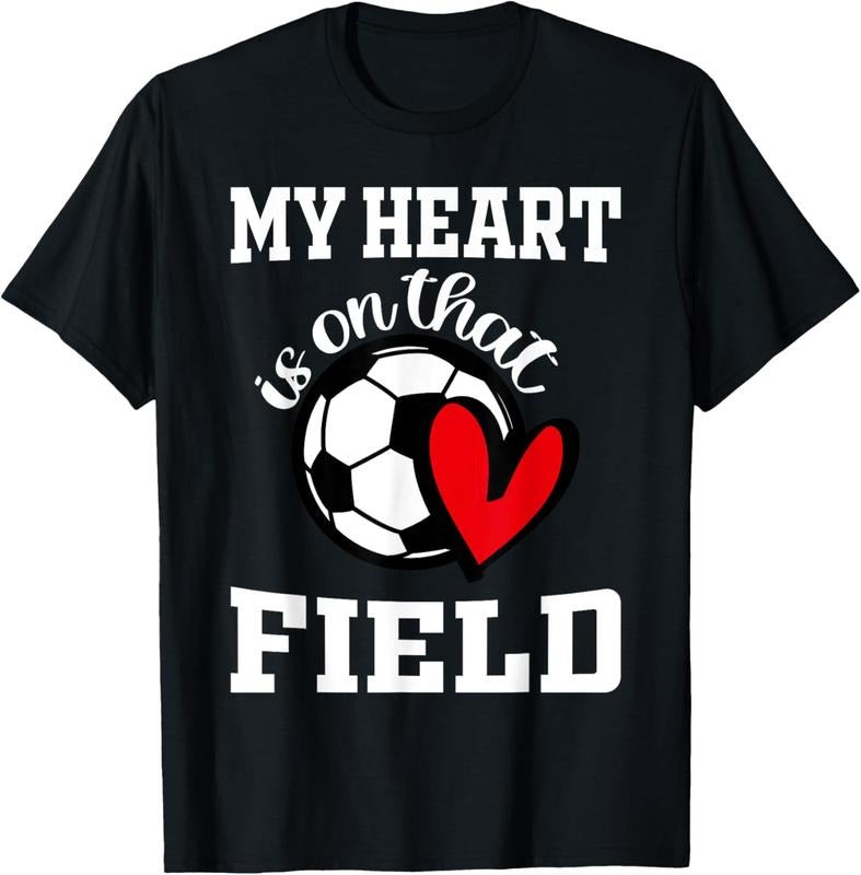 100% Cotton My heart is on that field Soccer Player's Mom Life T-Shirt Hoodie, Sweatshirt | HypeCrazeTee.com