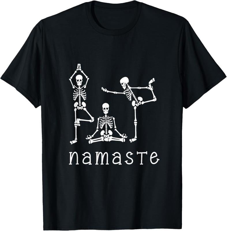 100% Cotton Namaste Skeletons Yoga Lover Gift for Yogi Workout Women T-Shirt Hoodie, Sweatshirt | HypeCrazeTee.com
