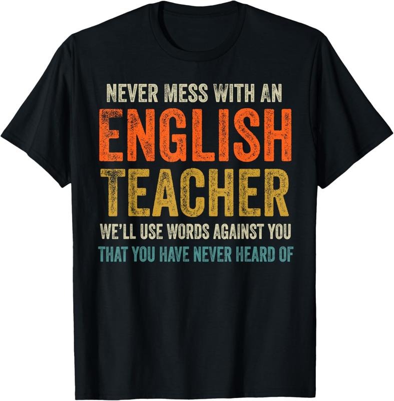 100% Cotton Never Mess With An English Teacher Funny Grammar Teacher T-Shirt Hoodie, Sweatshirt | HypeCrazeTee.com