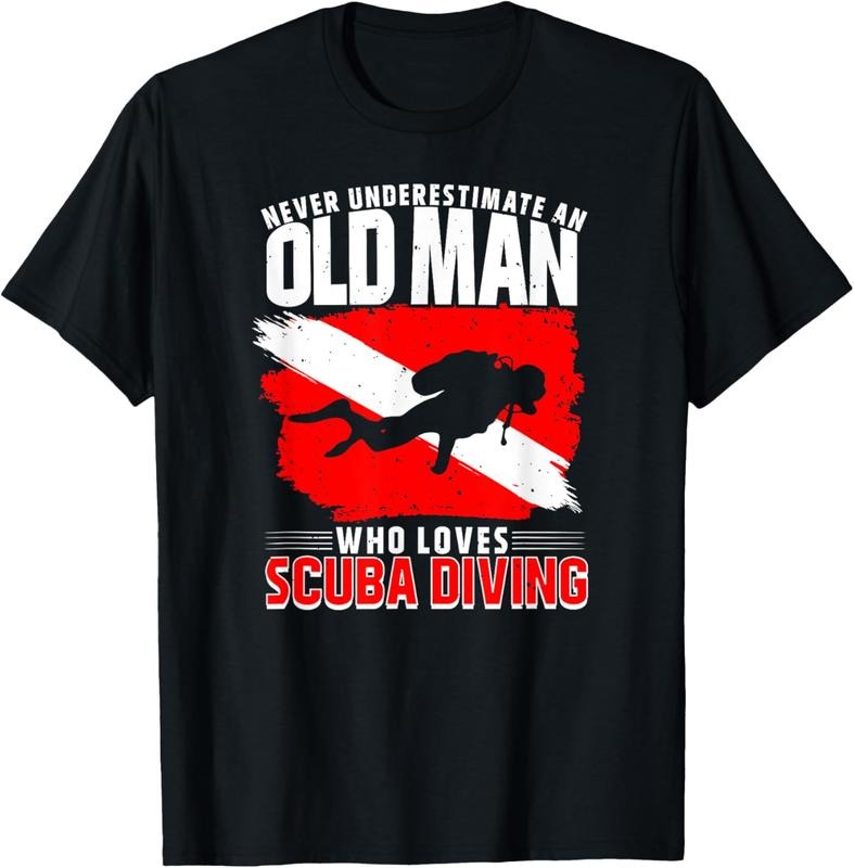 100% Cotton Never Underestimate An Old Man Diver Gift Scuba Diving T-Shirt Hoodie, Sweatshirt | HypeCrazeTee.com