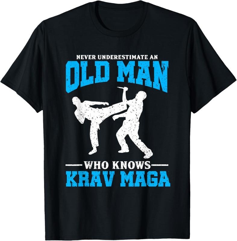 100% Cotton Never Underestimate An Old Man Krav Maga Graphic T-Shirt Hoodie, Sweatshirt | HypeCrazeTee.com