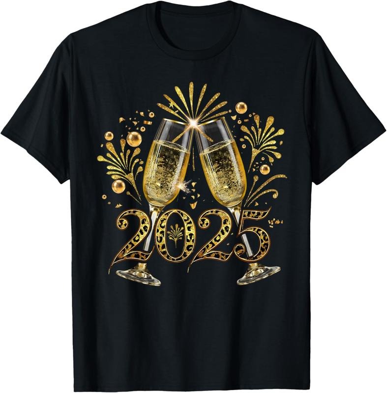 100% Cotton New Years Eve Happy New Year 2025 Firework Champagne Leopard T-Shirt Hoodie, Sweatshirt | HypeCrazeTee.com