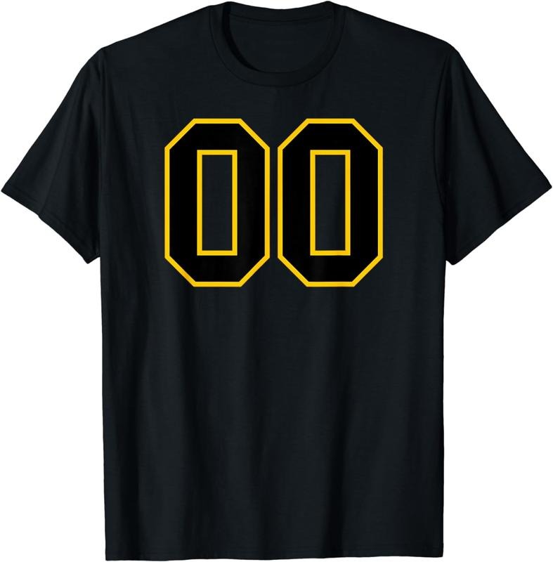 [100% Cotton]Number #00 Sports Jersey Uniform Yellow Black Lucky Number T-Shirt Hoodie, Sweatshirt | HypeCrazeTee.com