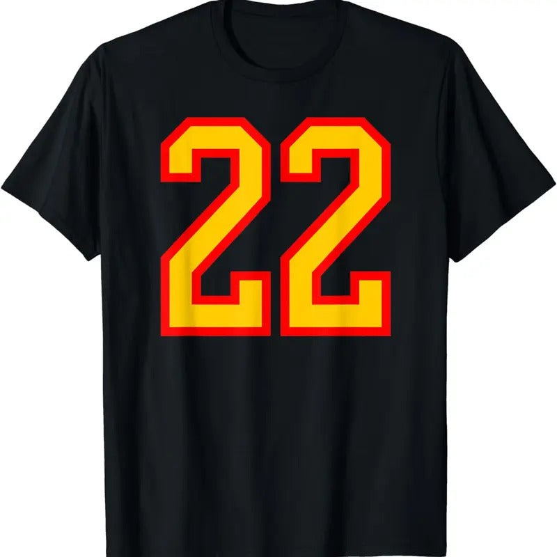 [100% Cotton]Number #22 Red Yellow Sports Jersey Birthday Lucky Number 22 T-Shirt Hoodie, Sweatshirt | HypeCrazeTee.com