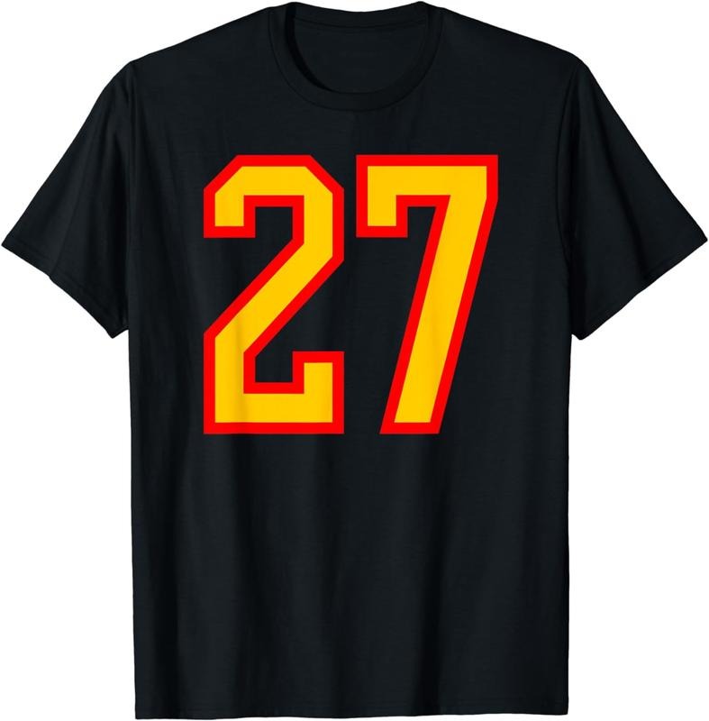 [100% Cotton]Number #27 Red Yellow Favorite Number 27 T-Shirt Hoodie, Sweatshirt | HypeCrazeTee.com