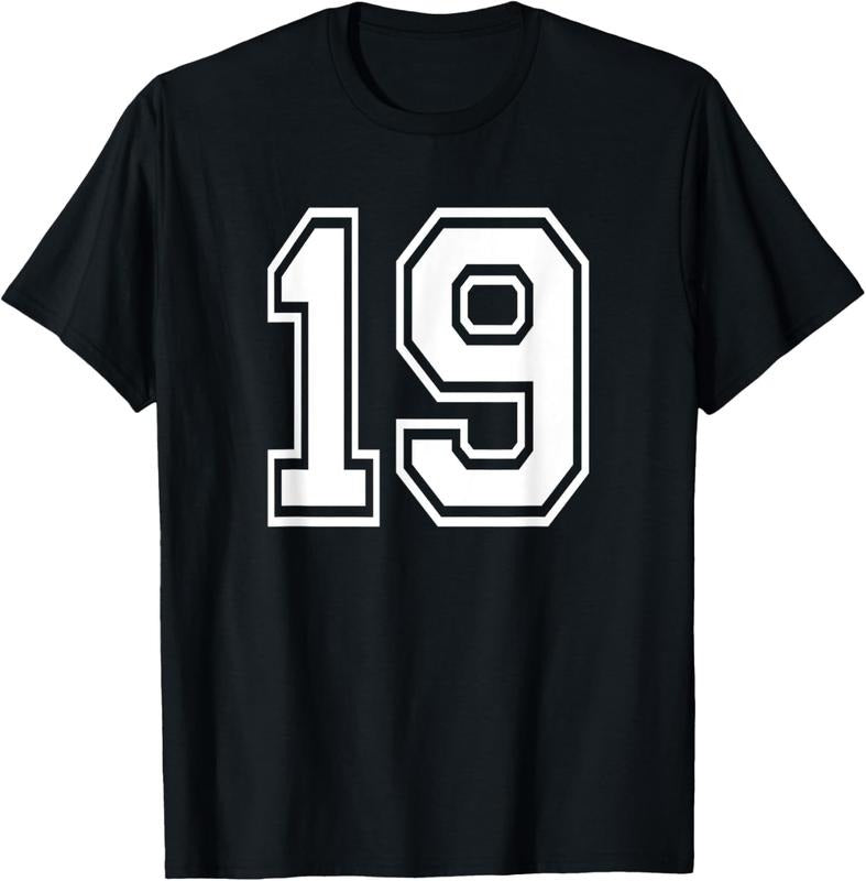 100% Cotton Number 19 Birthday Gift Sports Player Team Numbered Jersey T-Shirt Hoodie, Sweatshirt | HypeCrazeTee.com