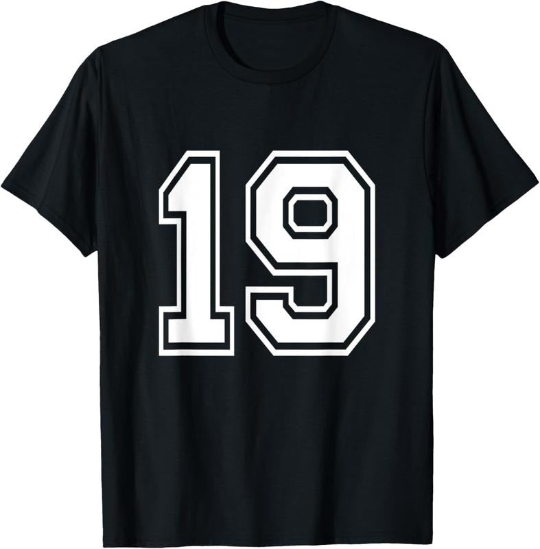 100% Cotton Number 19 Varsity Sports Team Jersey 19th Birthday 19 Years T-Shirt Hoodie, Sweatshirt | HypeCrazeTee.com