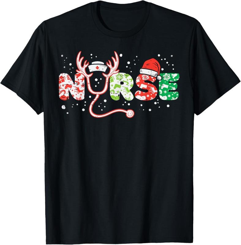 100% Cotton Nurse Christmas Stethoscope Nurses Xmas Scrub Top Women T-Shirt Hoodie, Sweatshirt | HypeCrazeTee.com