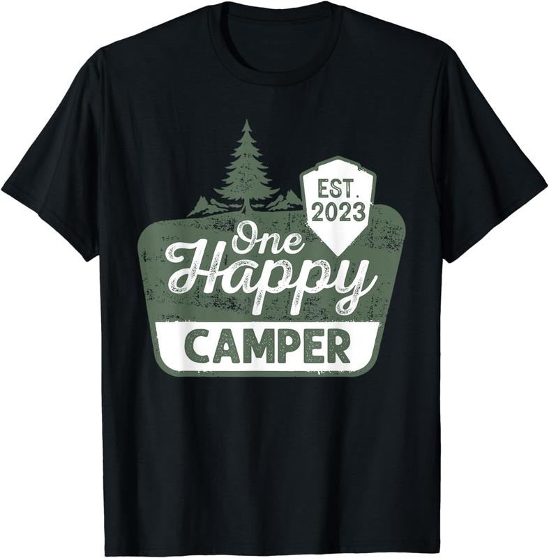 [100% Cotton]One Happy Camper Matching Family First Birthday Party 2024 T-Shirt Hoodie, Sweatshirt | HypeCrazeTee.com