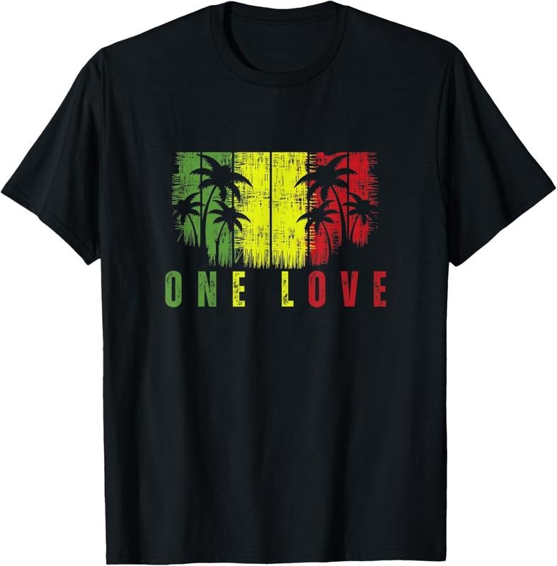 100% Cotton One Love Palm Tree Reggae Music Rasta T-Shirt Hoodie, Sweatshirt | HypeCrazeTee.com