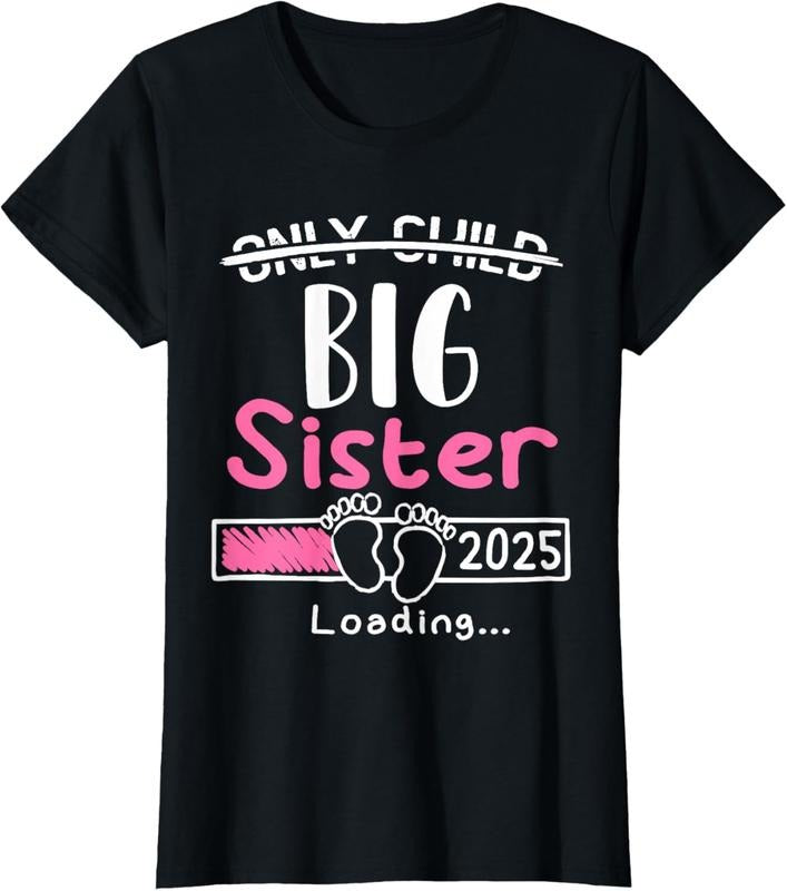 100% Cotton Only  Big Sister 2025 Cute Promoted to Big Sister 2025 T-Shirt Hoodie, Sweatshirt | HypeCrazeTee.com