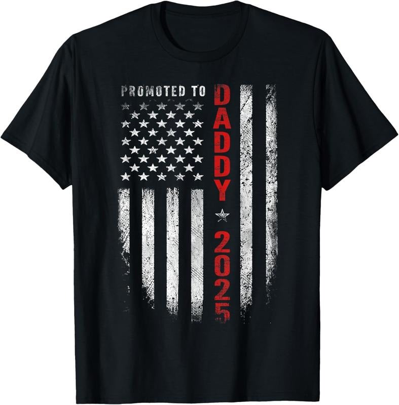 100% Cotton Patriotic Mens Promoted To Daddy Est 2025 First Time Dad T-Shirt Hoodie, Sweatshirt | HypeCrazeTee.com