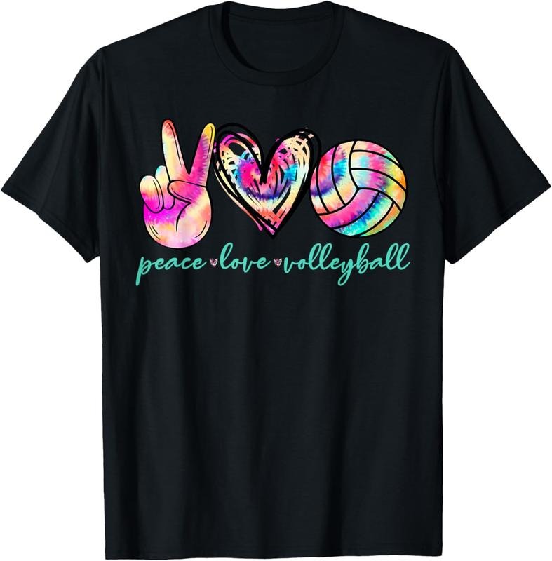 100% Cotton Peace Love Volleyball Player Tie Dye Style Women Teen Girls T-Shirt Hoodie, Sweatshirt | HypeCrazeTee.com