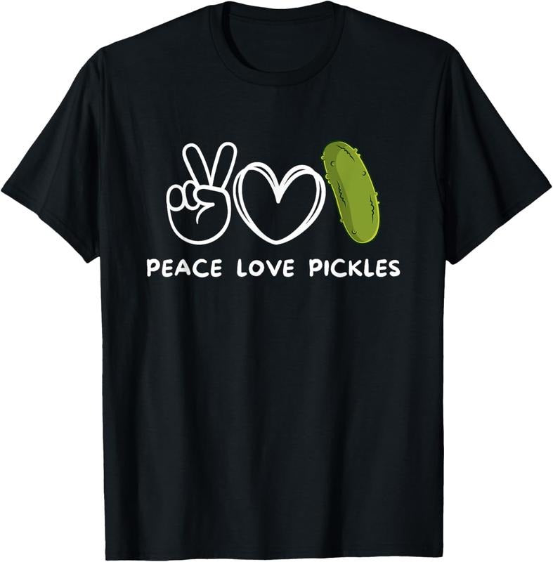 100% Cotton Peace, Love Pickles Retro Pickles Lover Food Lover T-Shirt Hoodie, Sweatshirt | HypeCrazeTee.com