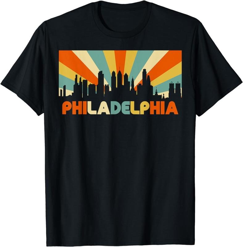 [100% Cotton]Philadelphia T-Shirt City Skyline 70s Retro Souvenir Shirt Hoodie, Sweatshirt | HypeCrazeTee.com